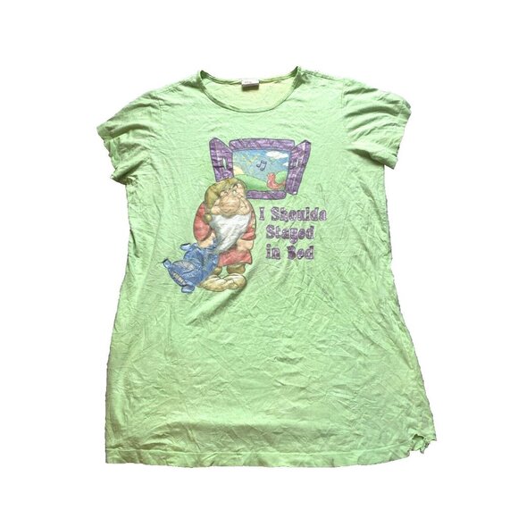VTG Grumpy Sleep Shirt Womens 3X Bird Singing I Shoulda‎ Stayed In Bed Disney - Picture 1 of 12